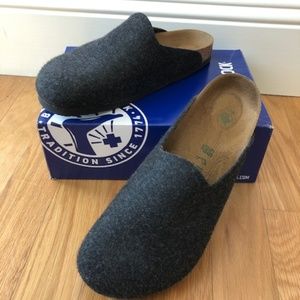 Birkenstock Amsterdam Clog Anthracite Felt Mens